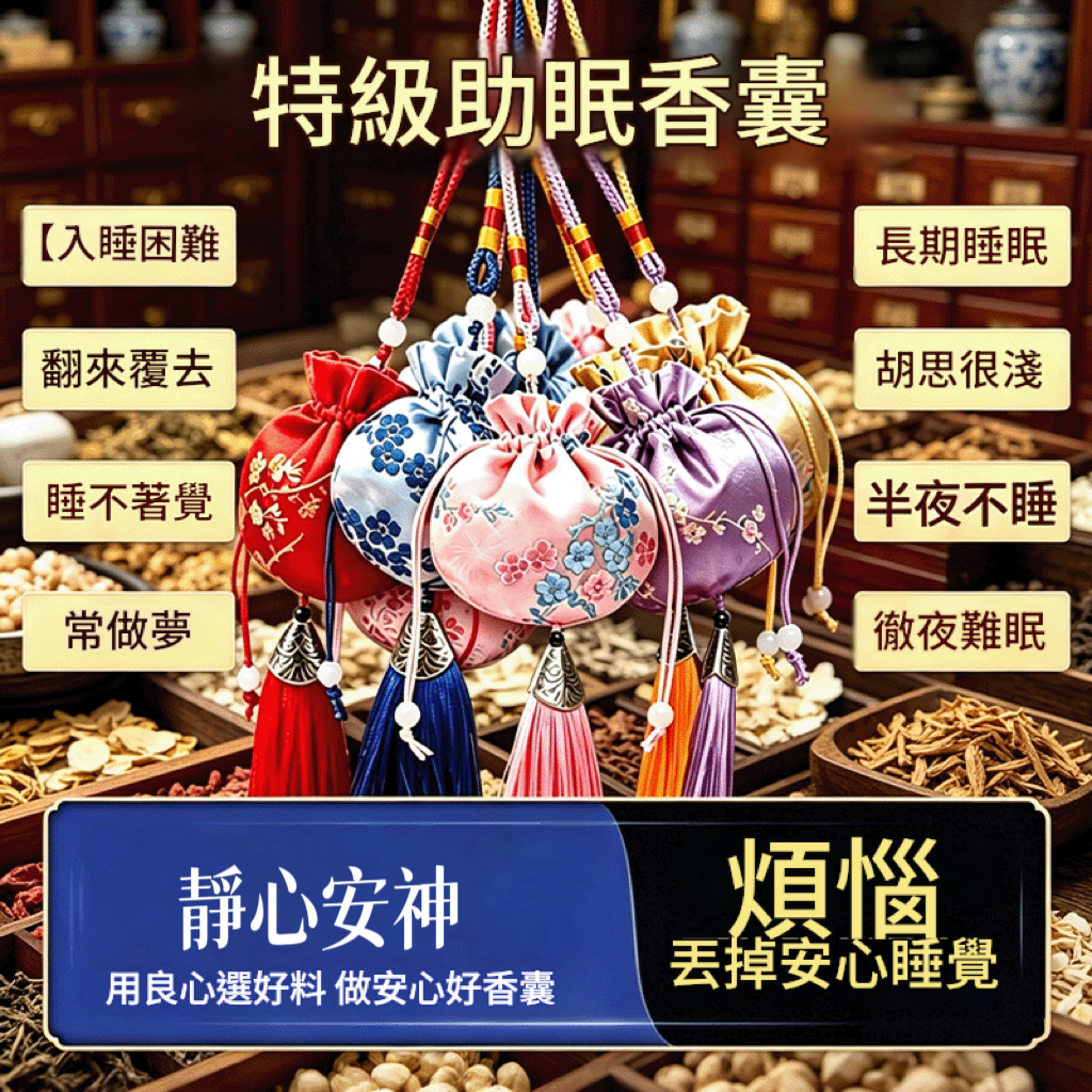 疏肝解鬱香囊安神助眠中藥香包中醫靜心改善睡眠香袋玫瑰花香薰包 古方助眠香囊